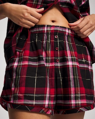 Velvet Piped Boxer Pajama Short click to view larger image.