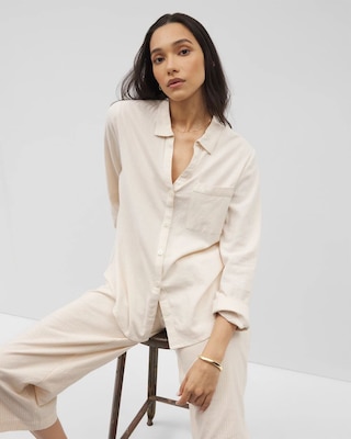Beach Cotton Long Sleeve Button-Up click to view larger image.