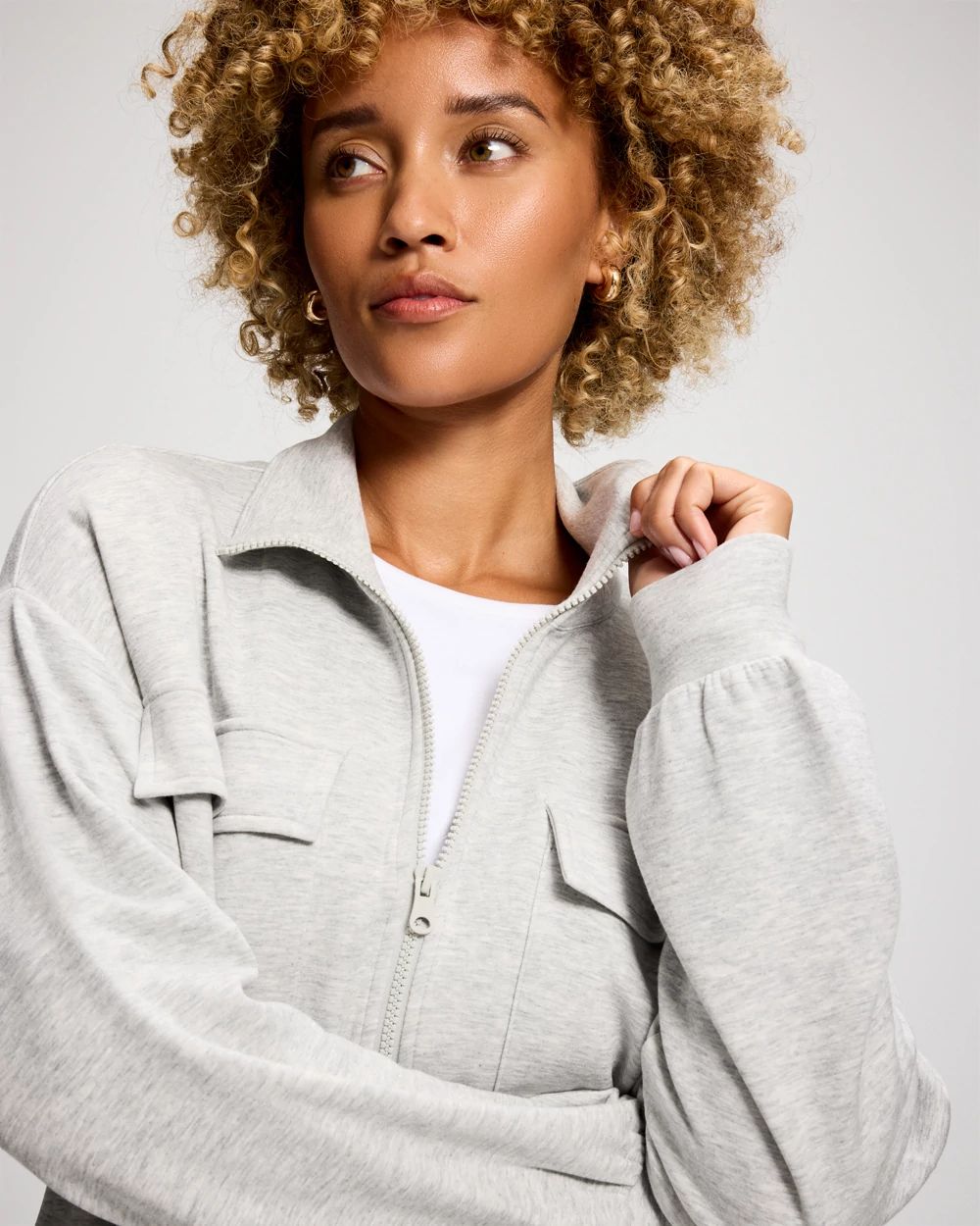 Modern Modal Funnel Neck Cinch Jacket click to view larger image.