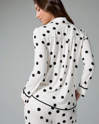 Cool Nights Long Sleeve Notch Collar Pajama Top click to view larger image.