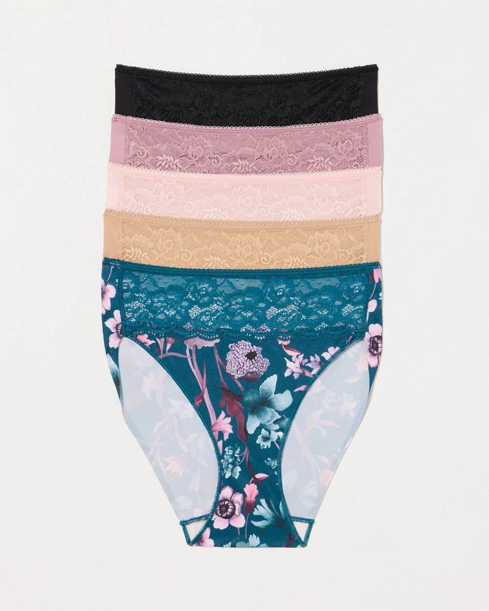 Edge High-Leg Brief Panty with Lace 5 Pack