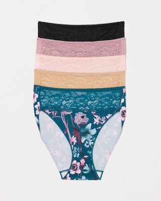 Edge High-Leg Brief Panty with Lace 5 Pack