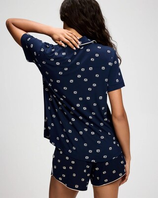 Short Sleeve Notch Collar Pajama Top click to view larger image.