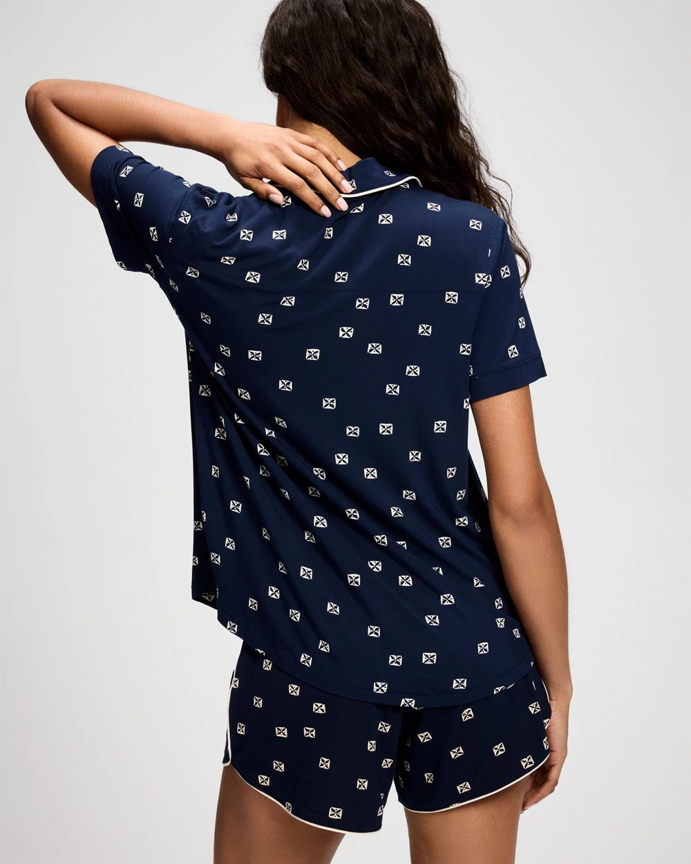 Cool Nights Short Sleeve Notch Collar Pajama Top
