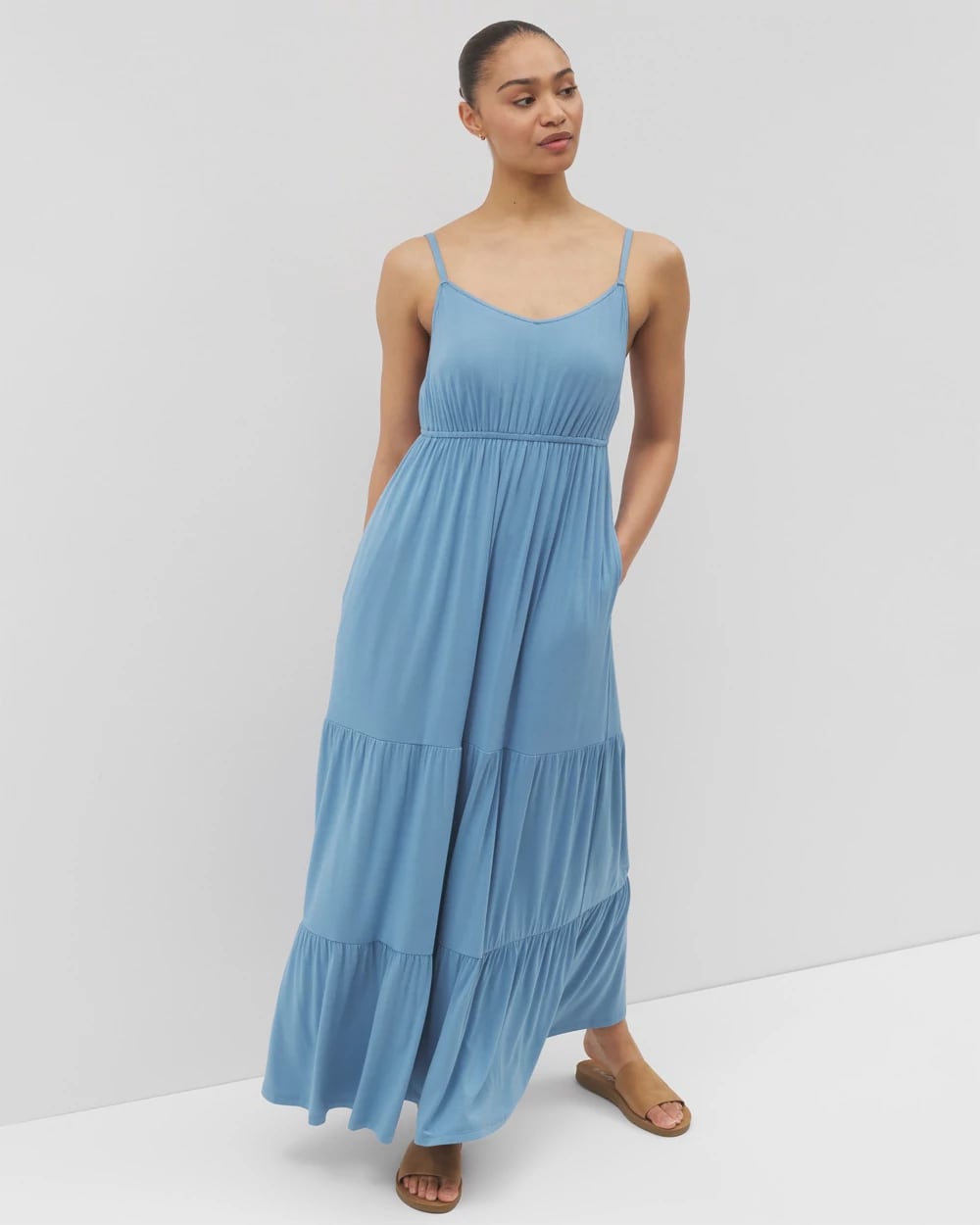 Women's Soft Jersey Rio Maxi Bra Dress in Blue Size Large | Soma Women's Soft Jersey Rio Maxi Bra Dress in Blue Size Large | Soma