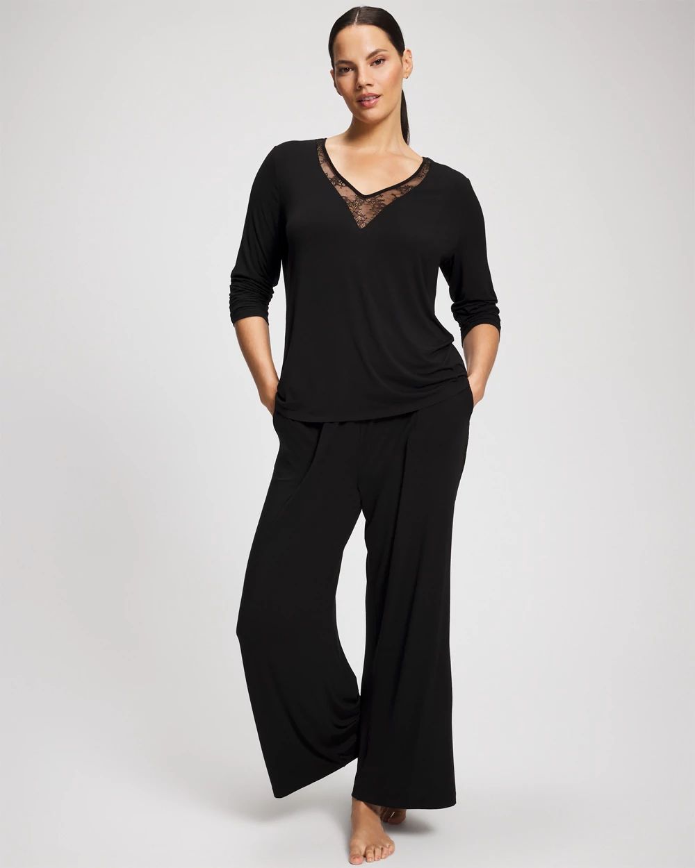 Lace Long Sleeve Pajama Top click to view larger image.