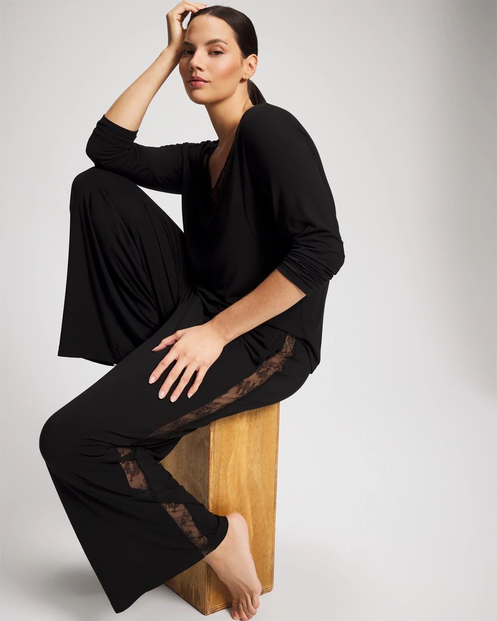 Lace Relaxed Wide Leg Pant