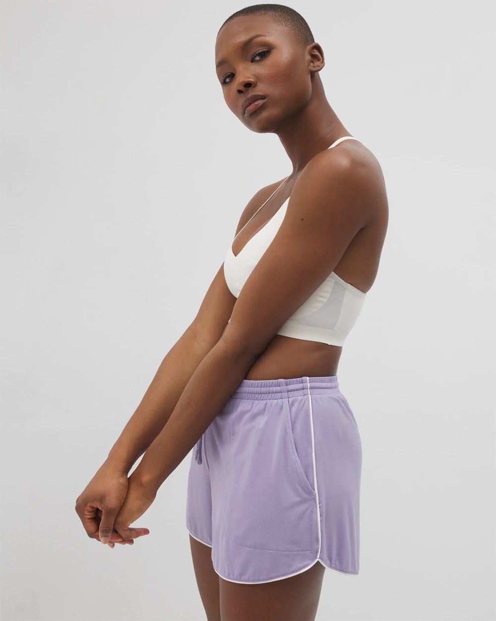 Cool Nights Solid Piped Pajama Shorts