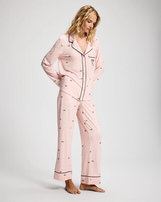 x BCRF Printed Long-Sleeve Notch Collar Pajama Top click to view larger image.