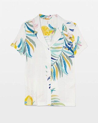 Piped Short Sleeve Notch Collar Pajama Top click to view larger image.