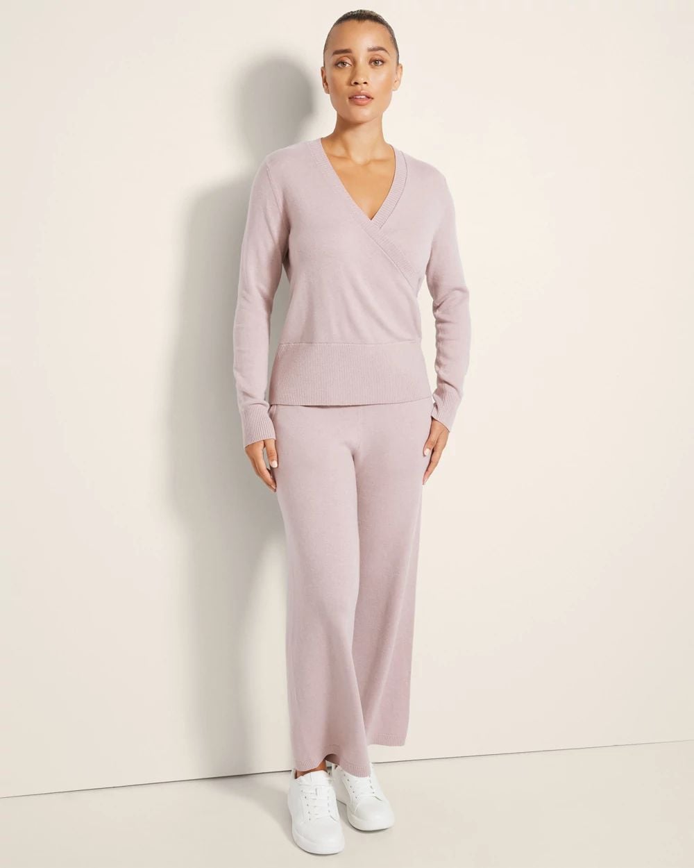 Long-Sleeve Surplice Sweater click to view larger image.