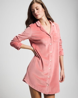 Long-Sleeve Notch Collar Sleepshirt