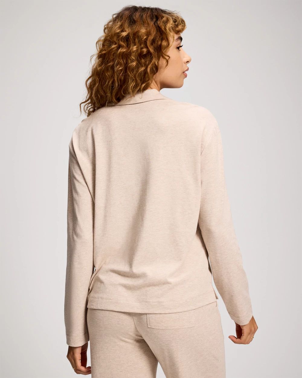 Long-Sleeve Notch Collar Pajama Top click to view larger image.