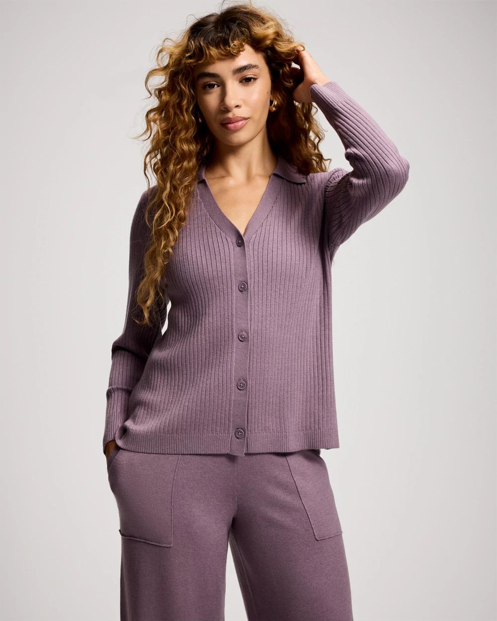 Premier Knit Rib Button-Up Top