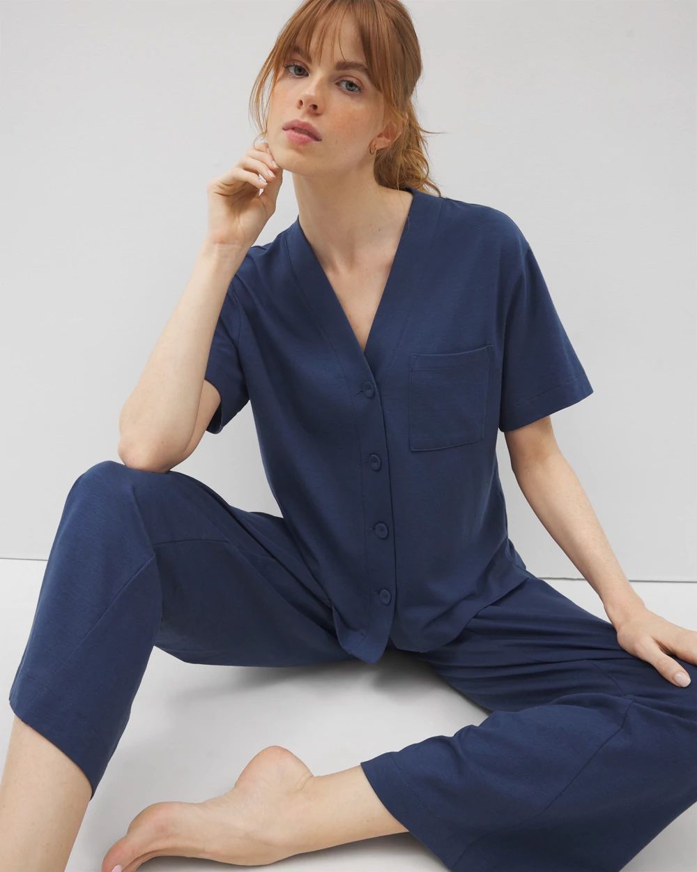 Most Loved Cotton Button-Front Pajama Tee