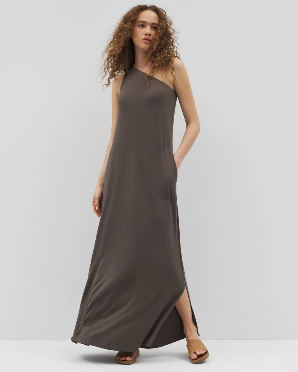 Soft Jersey One-Shoulder Maxi Bra Dress