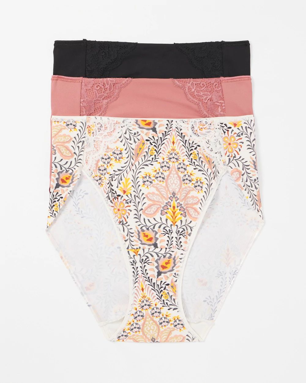 High-Leg Brief Panty with Lace 3 Pack