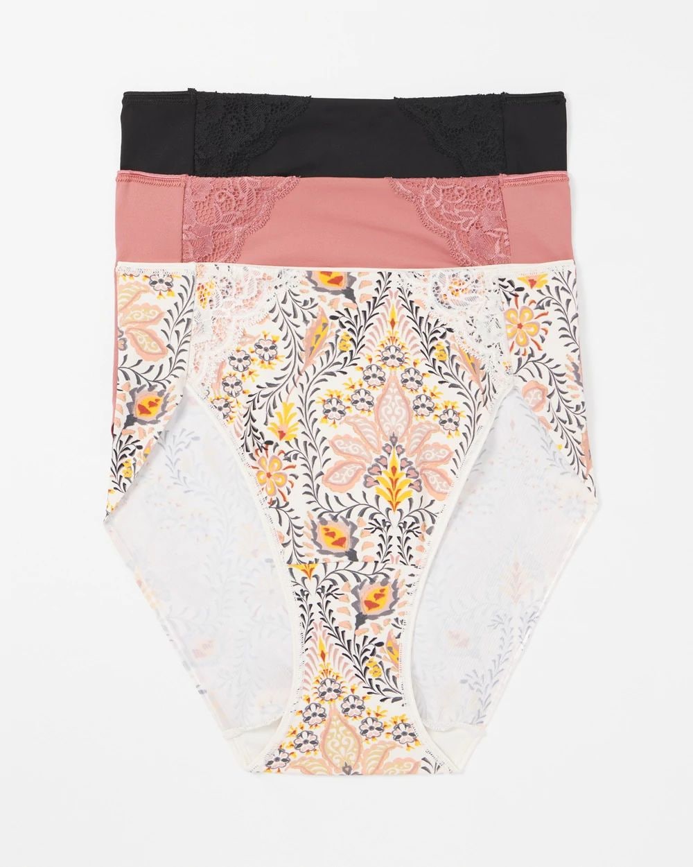 High-Leg Brief Panty with Lace 3 Pack
