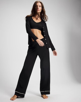 Long-Sleeve Notch Collar Pajama Top click to view larger image.