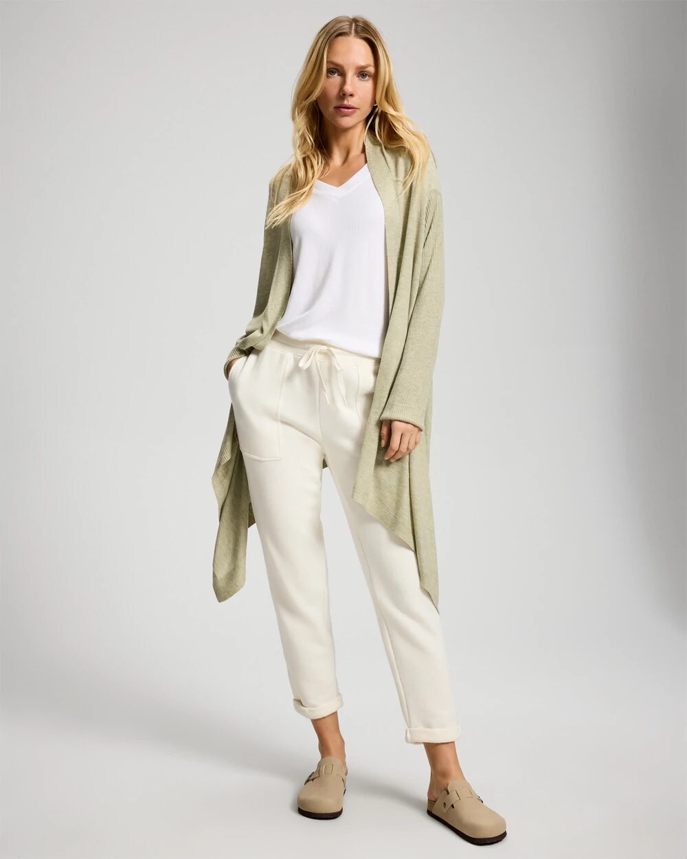 Soma Women's Lightweight Knit Sweater Wrap In Green Size Small/medium |  In Heather Lotus