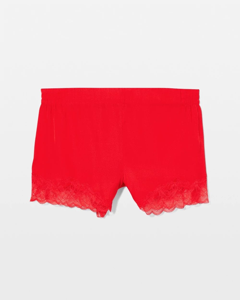 Crinkle Satin Lace Trim Pajama Shorts