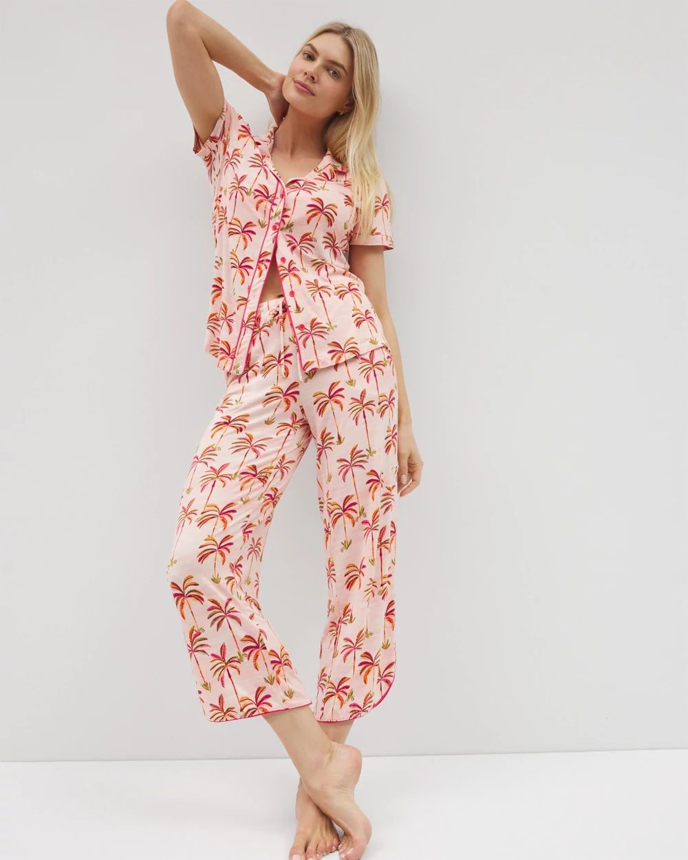 Cool Nights Piped Crop Pajama Pants
