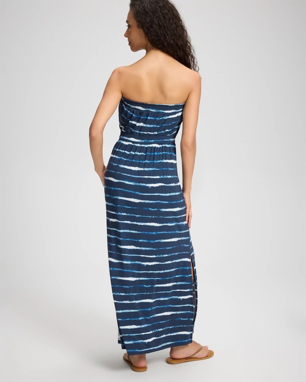Soft Jersey Bandeau Smocked Waist Maxi Dress