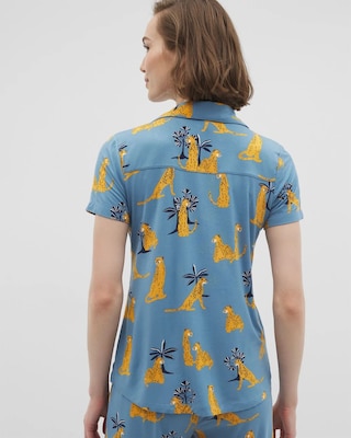 Short Sleeve Notch Collar Pajama Top click to view larger image.