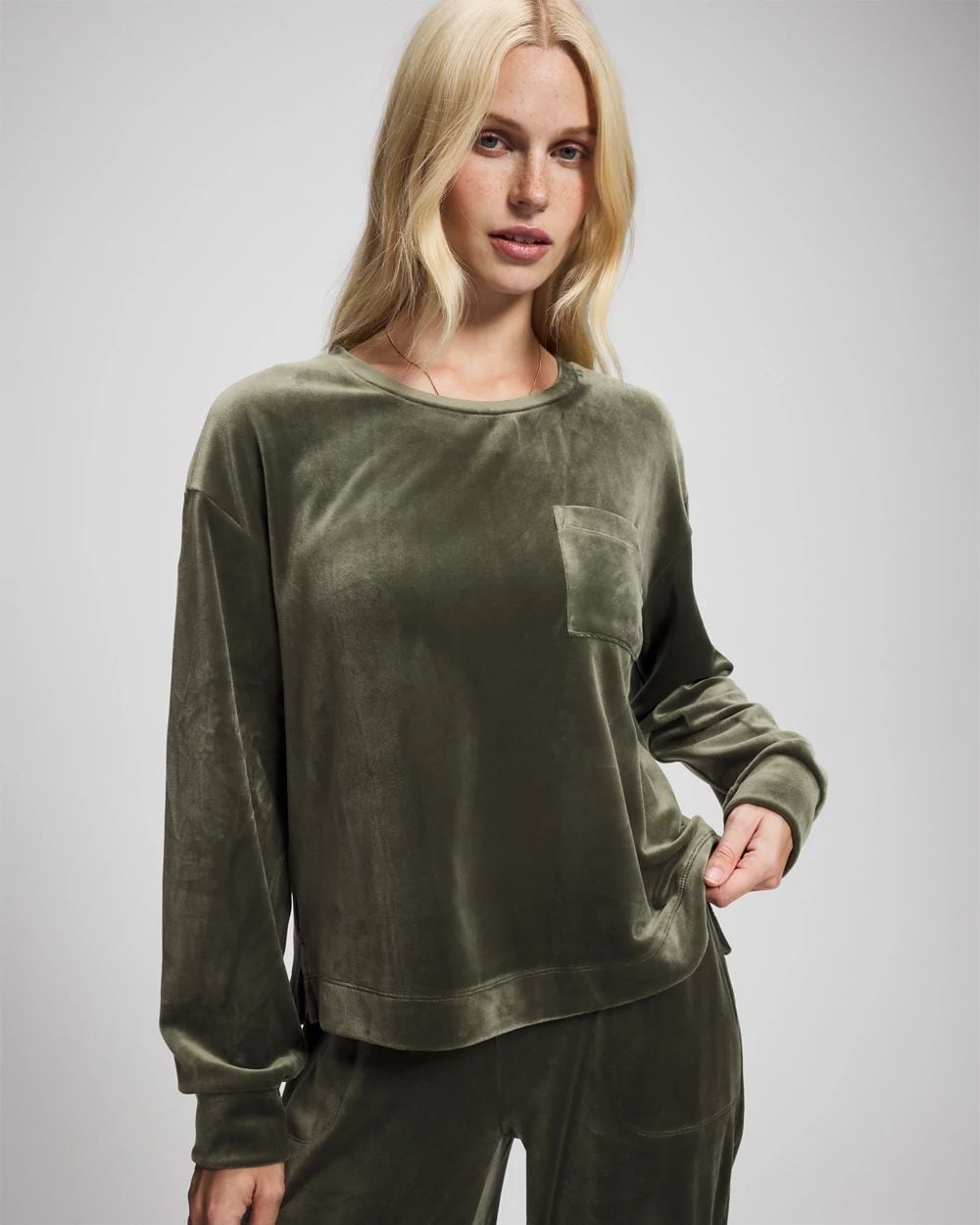 Velour Crewneck Sweatshirt