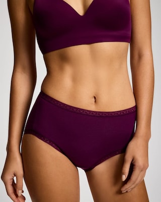 Cotton Brief Panty with Lace Trim