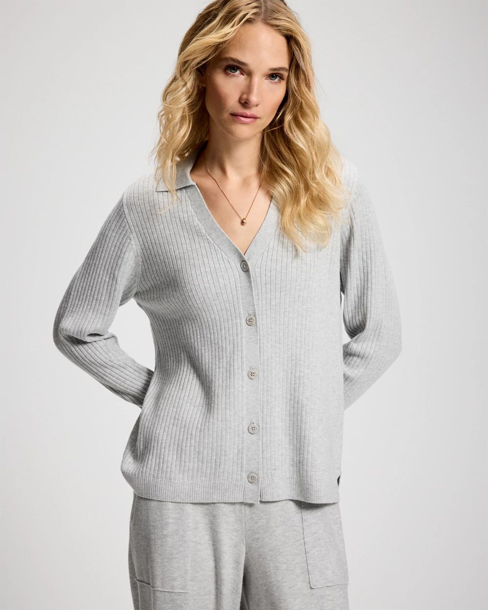 Premier Knit Rib Button-Up Top