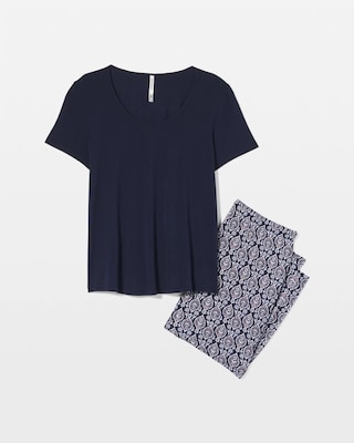 Short-Sleeve + Cropped Pants Pajama Set click to view larger image.