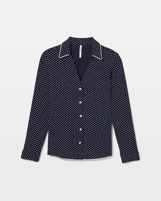 Long-Sleeve Notch Collar Pajama Top click to view larger image.