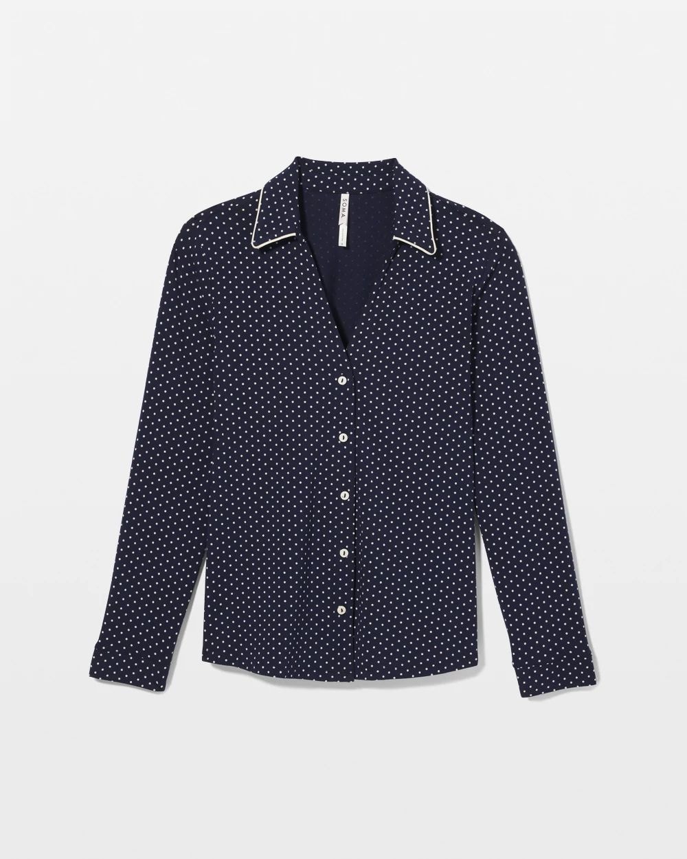 Long-Sleeve Notch Collar Pajama Top click to view larger image.