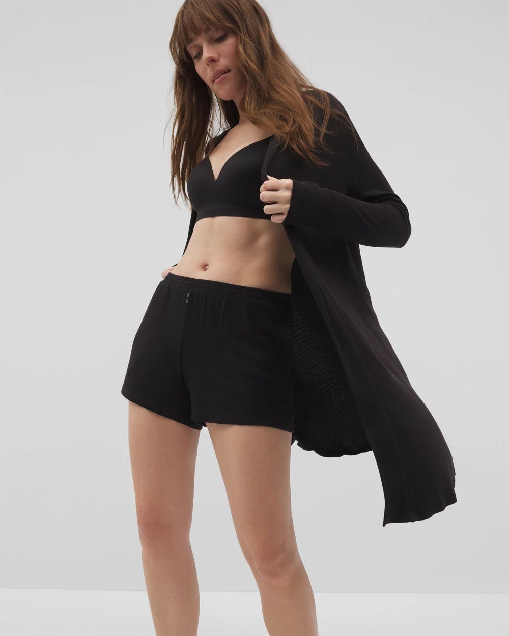 Lightweight Rib Knit Long Sleeve Wrap