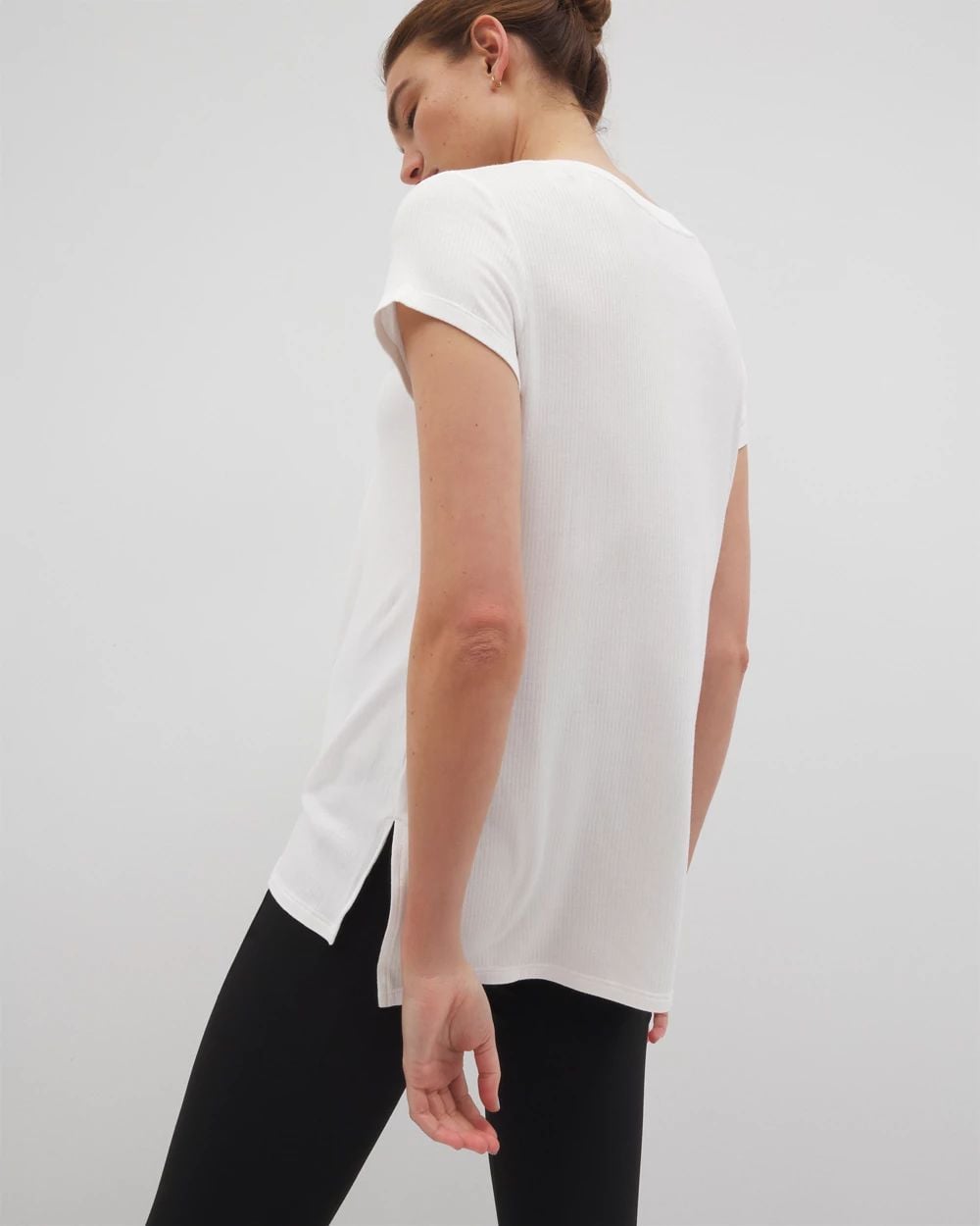 Rib Knit V-Neck Tee