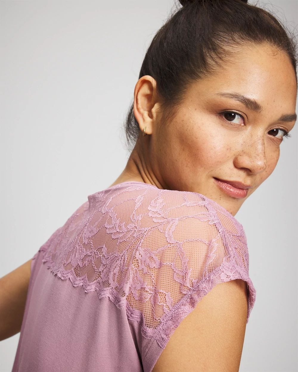 Cool Nights Short Sleeve Lace Pajama Tee