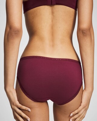 Cotton Hipster Panty with Lace Trim click to view larger image.