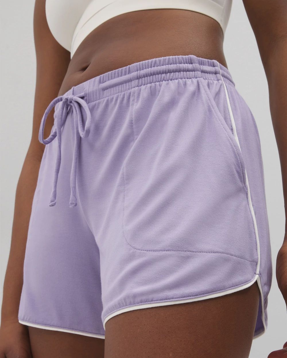 Cool Nights Solid Piped Pajama Shorts