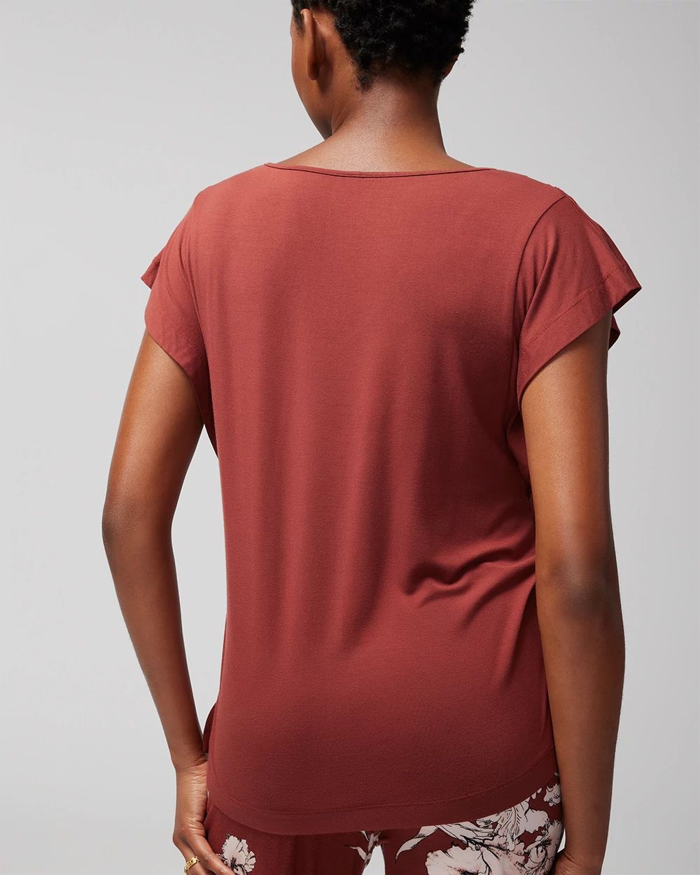 Cool Nights Short-Sleeve Flutter Pajama Top