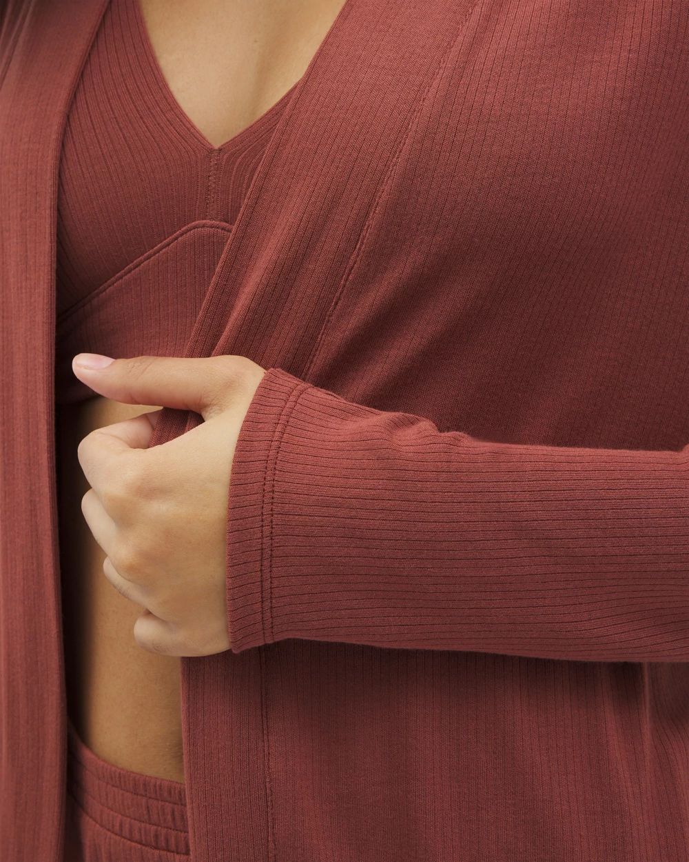 Lightweight Rib Knit Long Sleeve Wrap