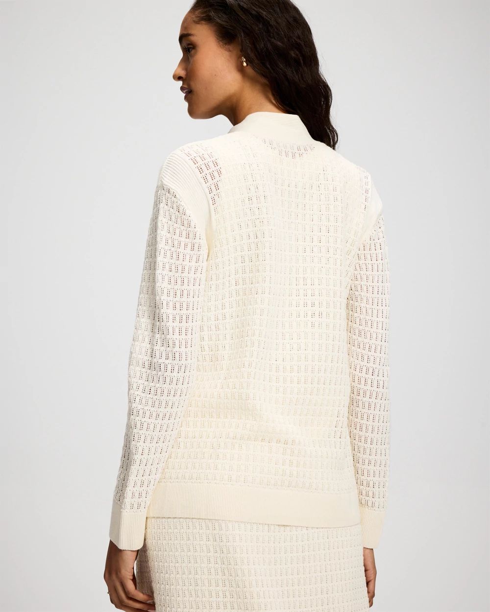 Cotton Pointelle Open Sweater Wrap click to view larger image.
