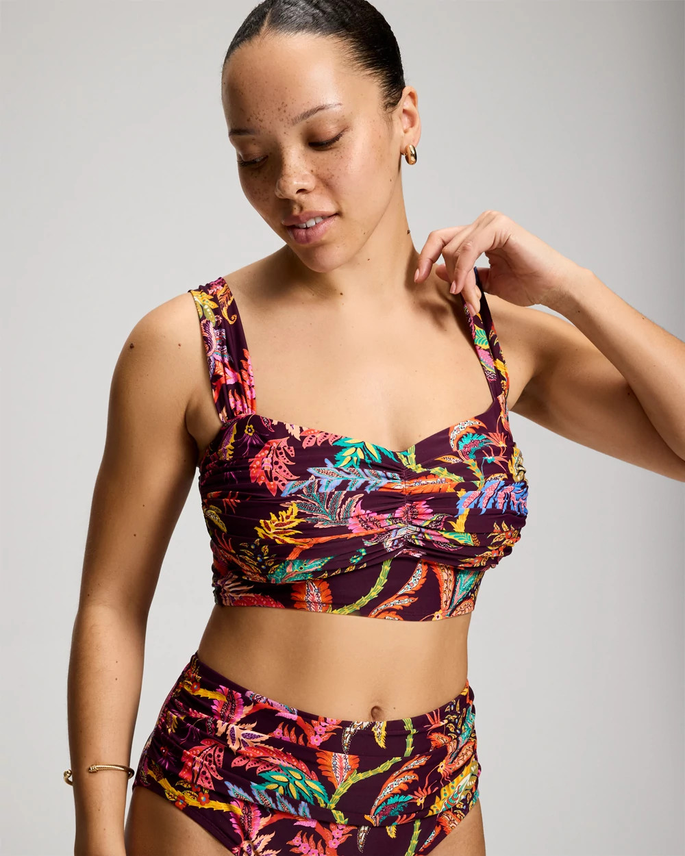 Ruched Longline Bikini Top