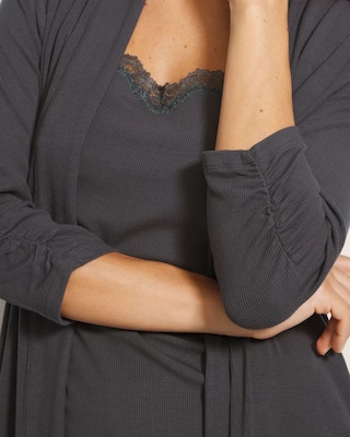 Rib Long-Sleeve Pajama Cardigan click to view larger image.
