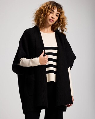Rib Knit Oversized Sweater Wrap