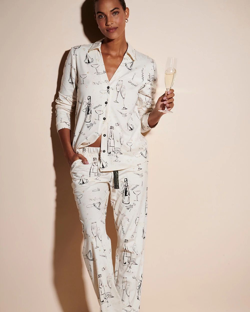 Embraceable Long-Sleeve Notch Collar Pajama Top