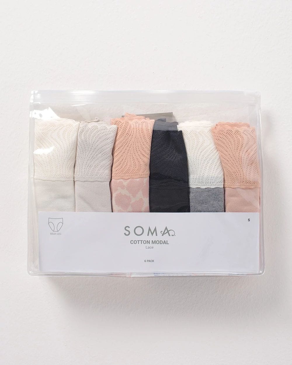 Cotton High-Leg Panty with Lace Trim 6 Pack