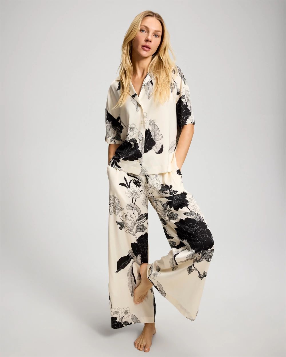 Short Sleeve Notch Collar Pajama Top click to view larger image.