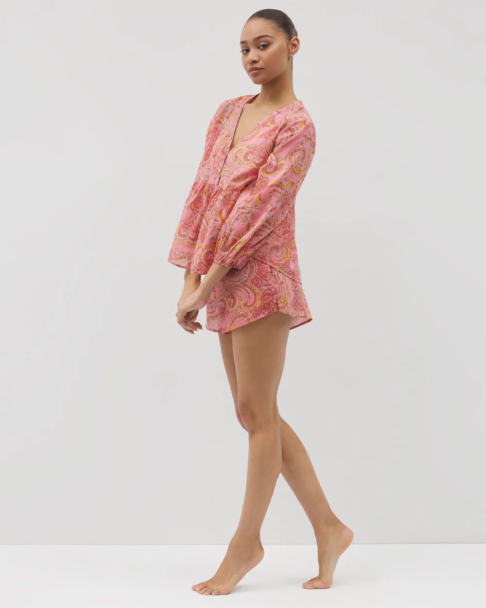 Cotton Voile Long Sleeve Pajama Top