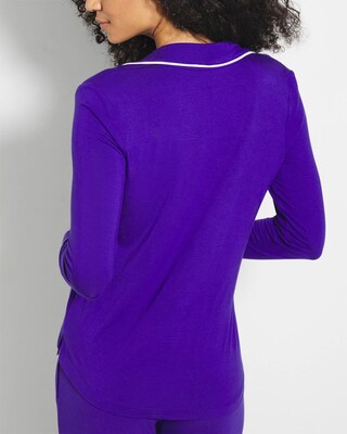 Long-Sleeve Notch Collar Pajama Top click to view larger image.